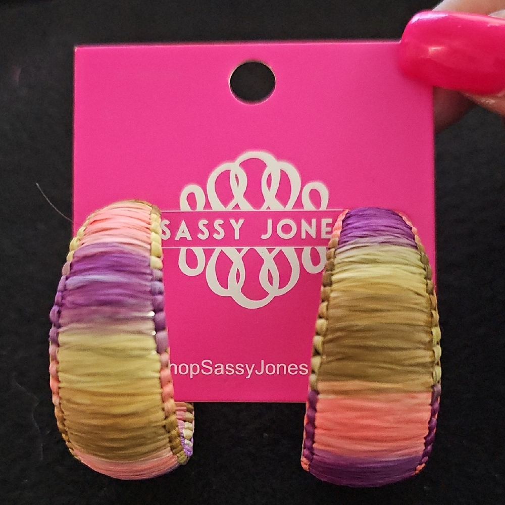 Sassy Jones Colorful Woven Hoop Earrings